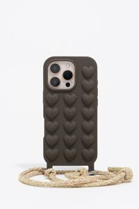 Funda silicona iPhone 16 Pro con cabo marrón oscuro