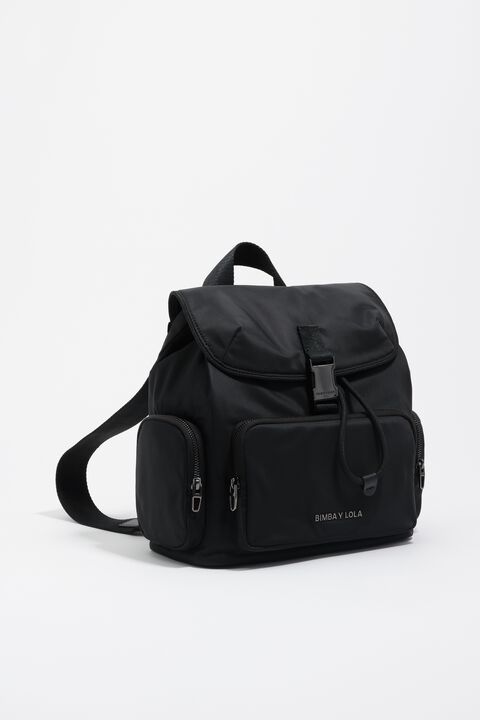 Medium black nylon Pocket backpack display picture 2