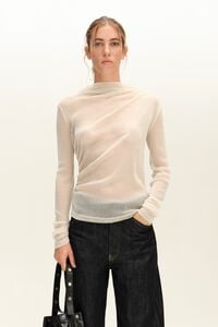 Camiseta lurex fruncida marfil