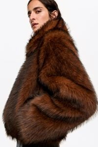 Short brown fur coat