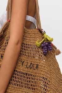 Raffia-effect key ring with grapes rope