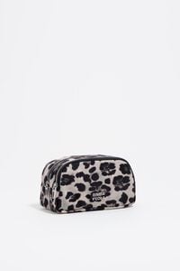 Medium gray Leopard print nylon double make-up case