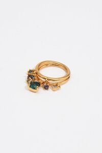 Ring with inlaid heart-shaped crystal charms