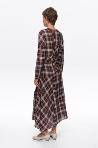 Garnet checked patchwork dress with batwing sleeves