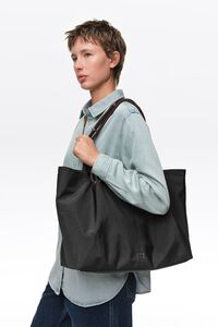Black nylon maxi shopper bag