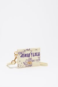 Shiny textured yellow and purple Bimba logo print card holder