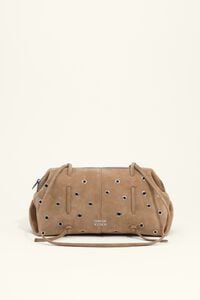 Tasche Lolita mittelgro&szlig; Spaltleder mit Nieten Naturfarbe