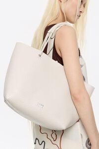 Bolso shopper mediano piel blanco roto
