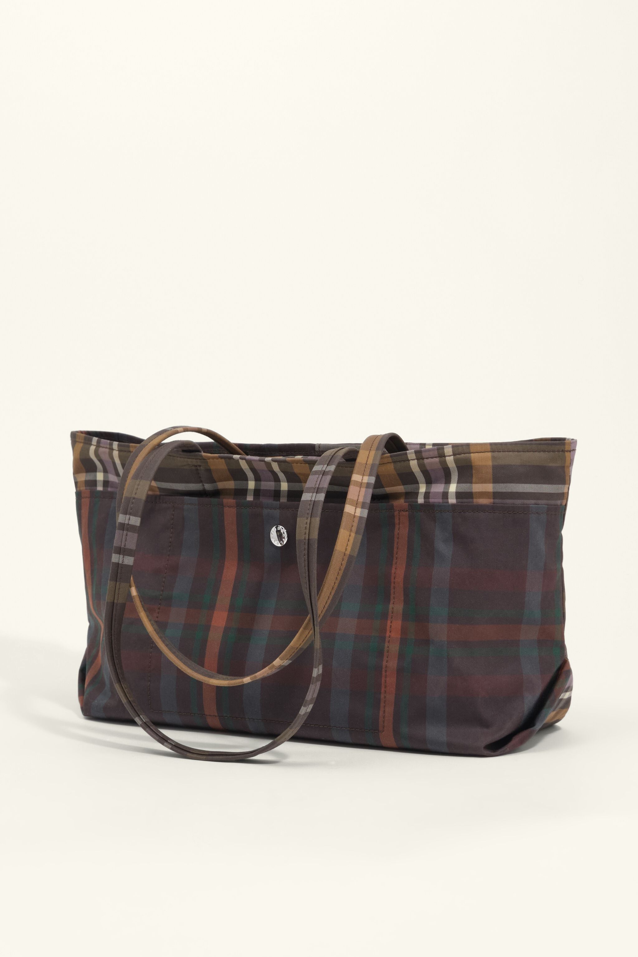 【APERTY】Lサイズ WIDE BAG TARTAN BROWN Medium superwax chocolate and green tartan shopper bag