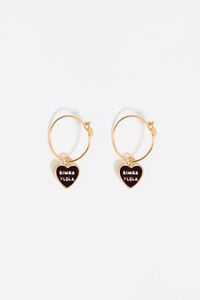 Pendientes aro logo Corazón negro