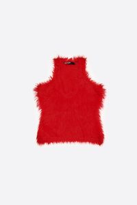 Red fur sleeveless top