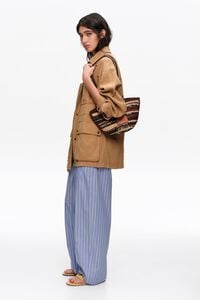 Small dark brown raffia basket bag