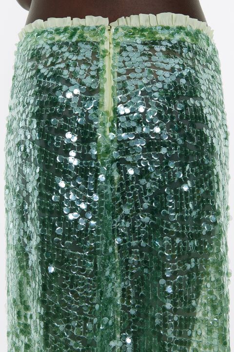 Falda lentejuelas midi verde Falda lentejuelas midi verde