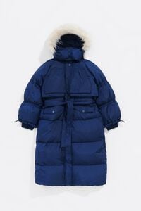 Long navy puffer