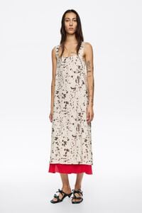 Vestido recto bajo contraste Lynx marfil