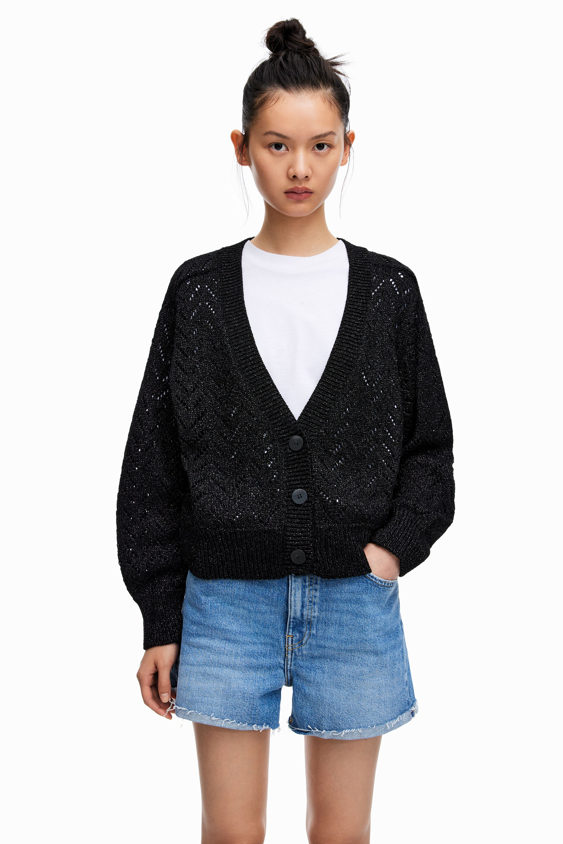 Black lurex cardigan