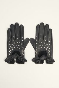 Guant pell cor lla&ccedil; negre