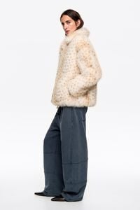 Short off-white fur coat