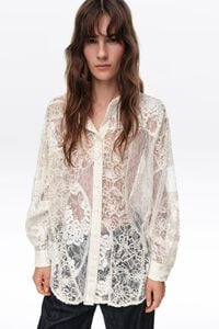 Camisa oversize patchwork encajes marfil