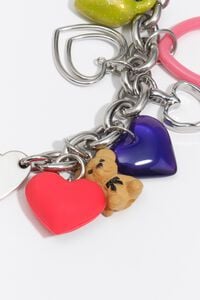 Collar multicharms corazones plateado
