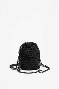 Bolso Bucket mini trenzado negro
