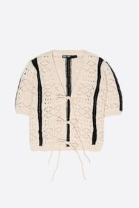 Ivory two-tone knit cardigan