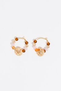 Brown crystal logo hoop earrings