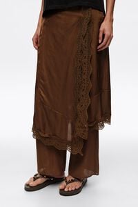 Falda pantal&oacute;n encajes viscosa oliva oscuro
