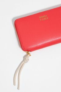 Medium bright red leather horizontal wallet