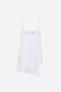 White embroidered top with asymmetrical handkerchief hem