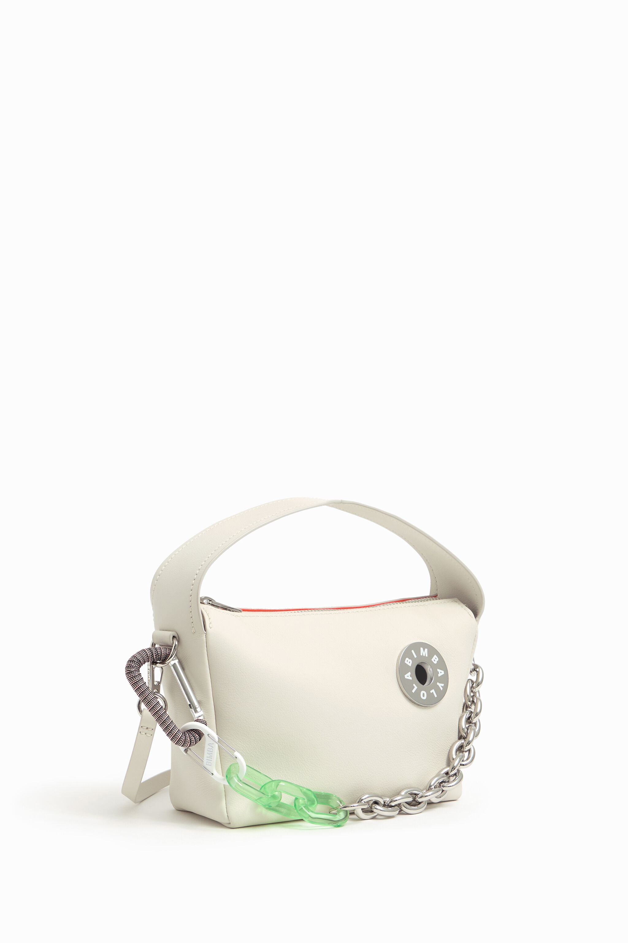 Borsa Hobo M Logo-Chimo bianca