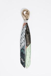 Aquamarine geometric snakeskin design patchwork scarf charm