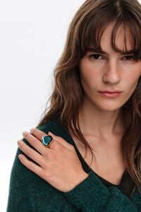 Anillo coraz&oacute;n cristal azul