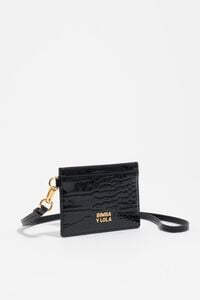 Porta-cart&otilde;es pele grava&ccedil;&atilde;o crocodilo preto