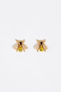 Gold enamel bee earrings