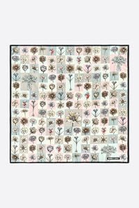 Gray botanical mosaic composition scarf