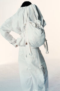 Adjustable barrel leg trousers, off-white washed cotton