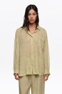 Olive mini Dots pleated oversize shirt