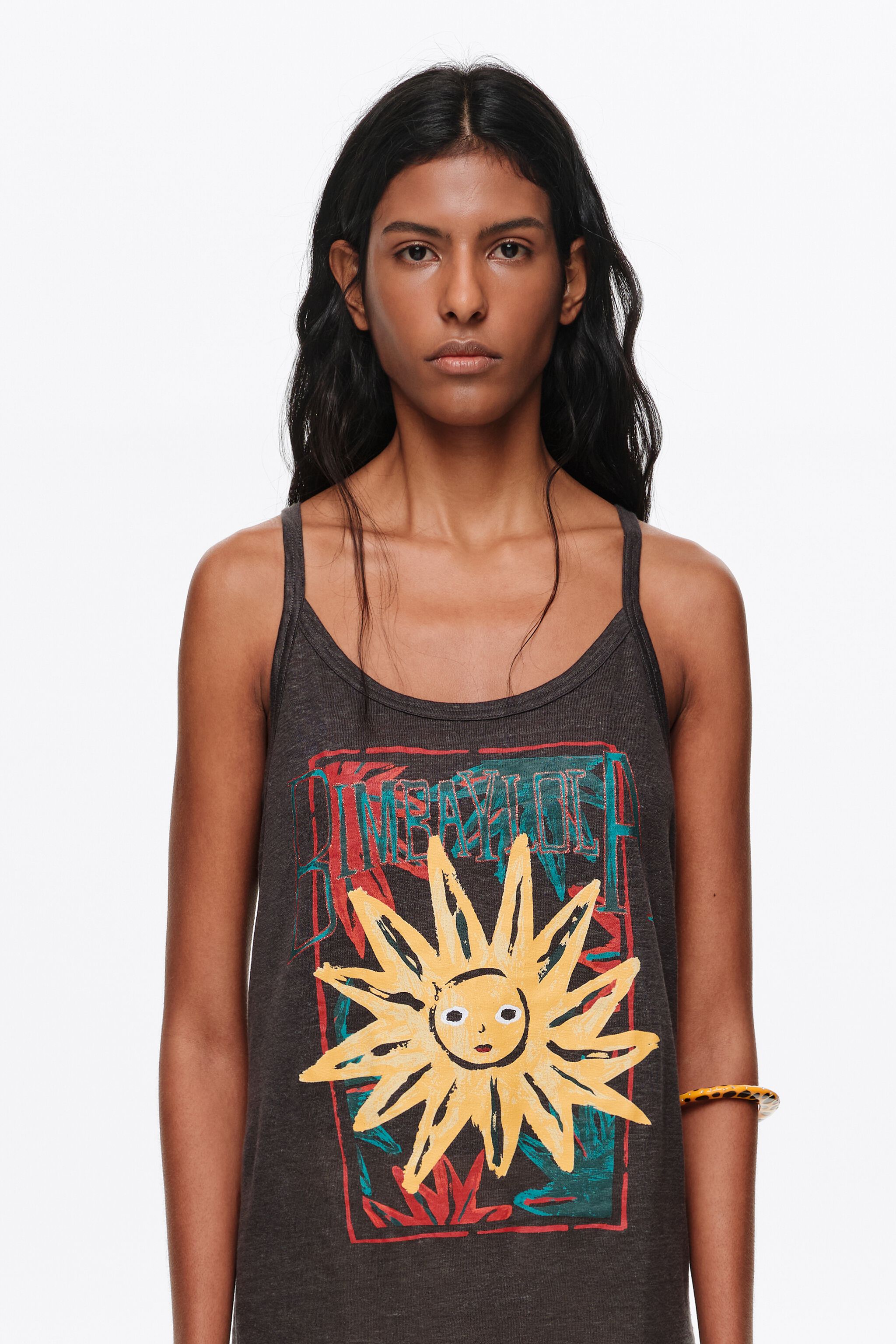 Positional Sun anthracite linen top