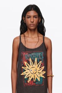 Positional Sun anthracite linen top
