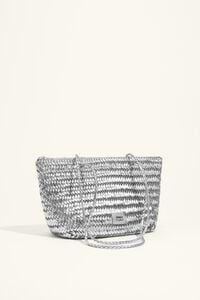 Medium silver plaited leather shopper bag