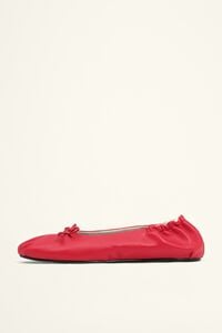 Red ruched leather ballerina