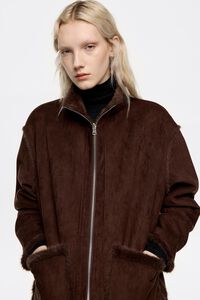 Abric reversible pèl marró fosc