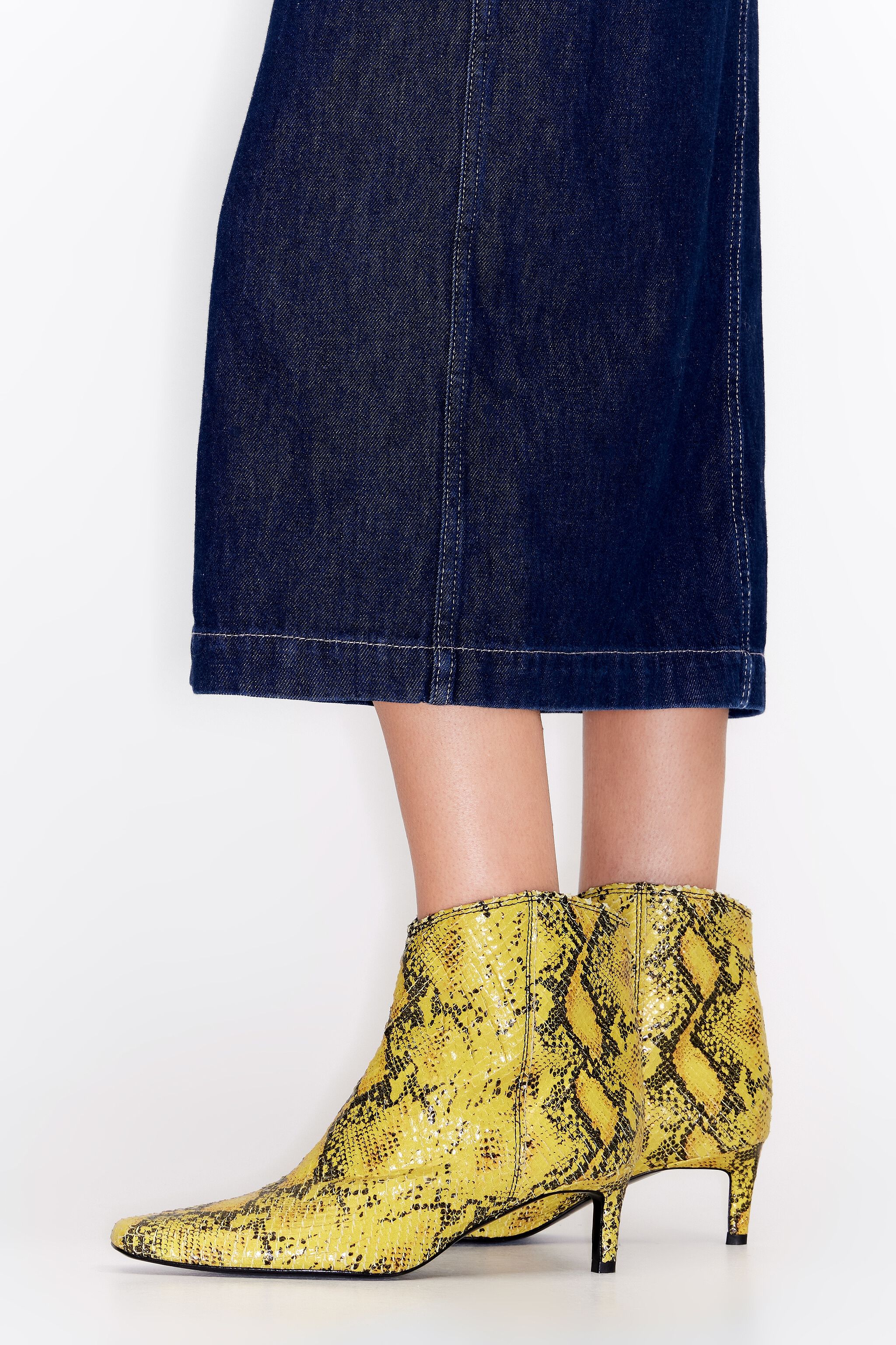 Public Desire Cardi Neon Yellow Croc Pointed Toe Zip Detail Knee High Boots  | Lyst