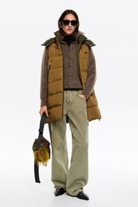 Chaleco reversible capucha caqui claro