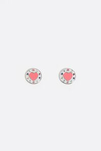 Pendientes logo coraz&oacute;n plateado