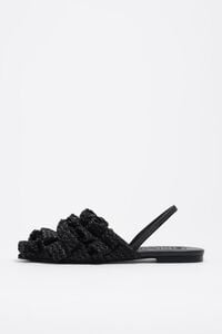 Black raffia pointed slingback ballerina
