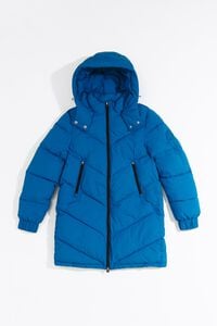 Blue quilted midi puffer