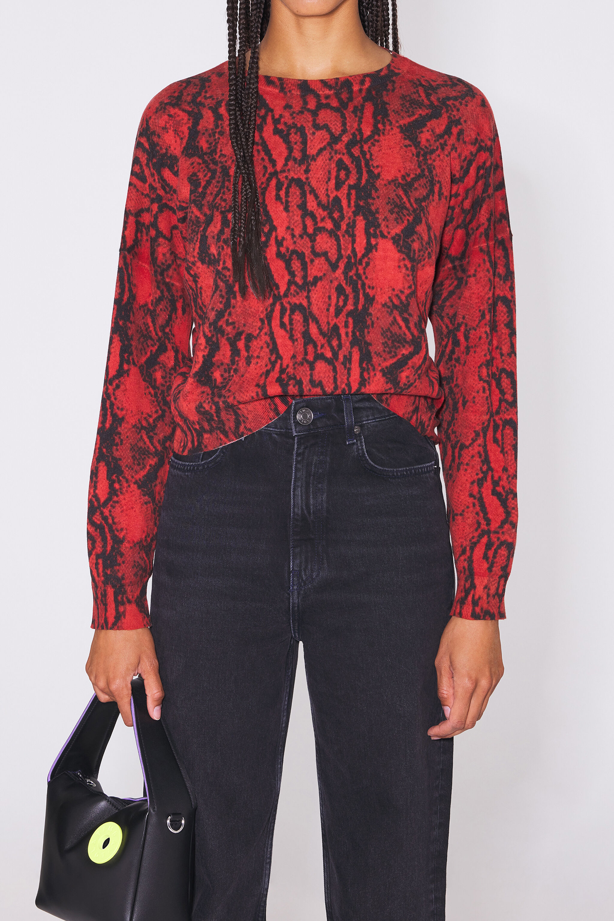 Red Python print wool sweater