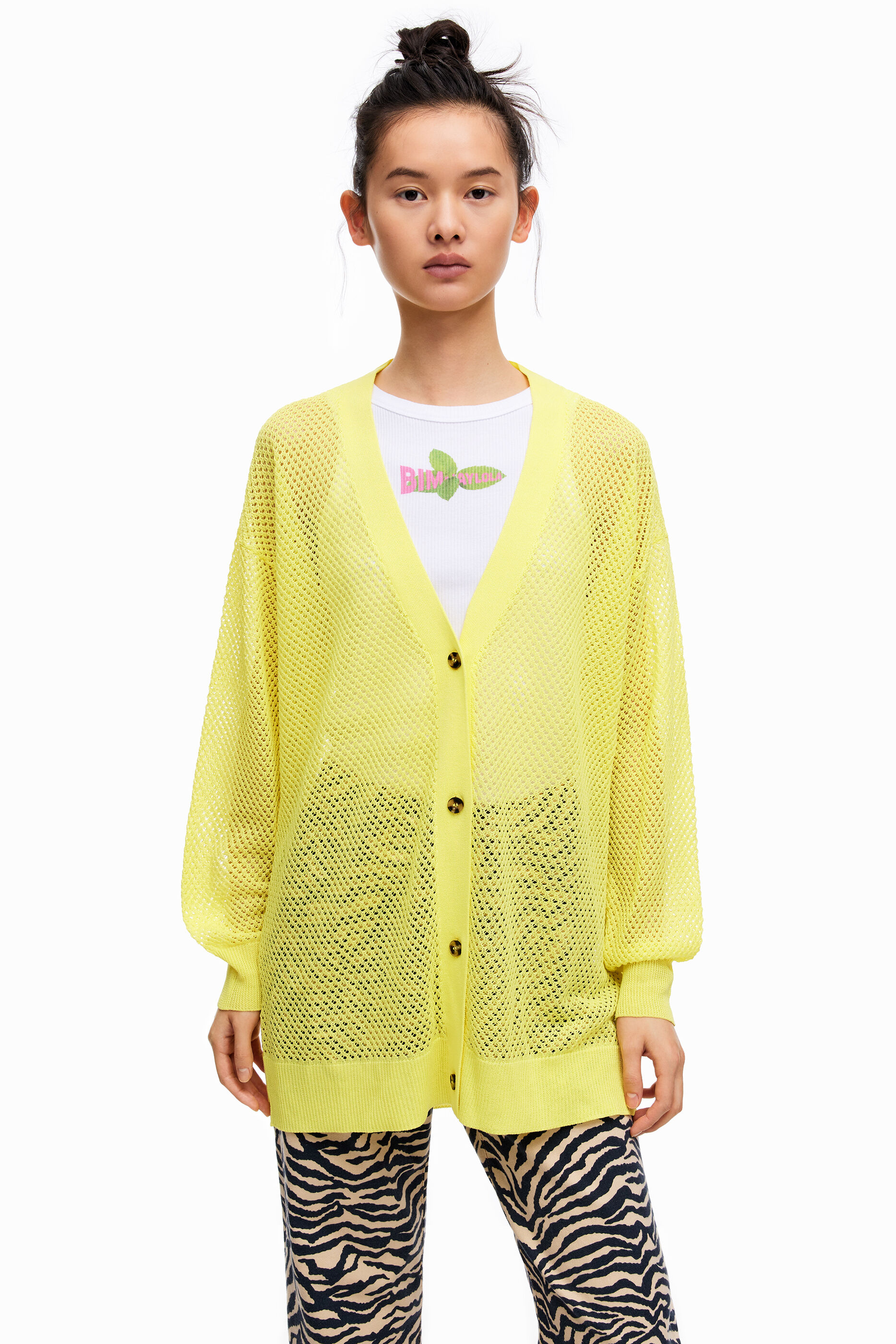 Yellow long cardigan